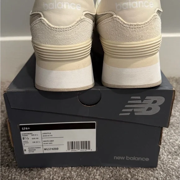 New Balance Women's Platform Sneaker in White and Light Gray - Picture 4 of 5